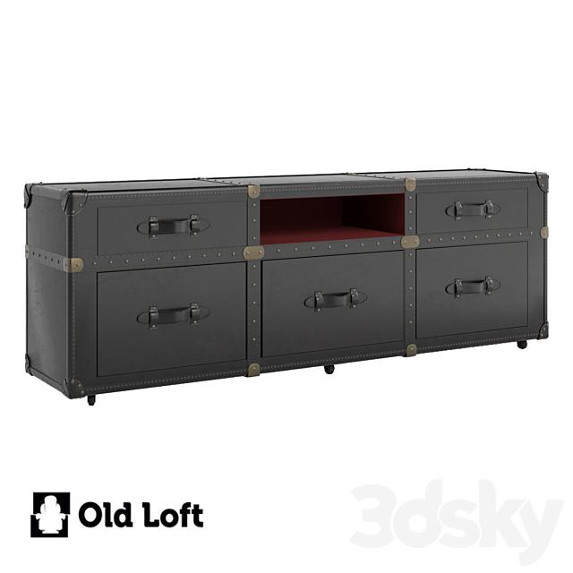 OM TV cabinet-Anthracite Velvet and Leather console 3DS Max Model - thumbnail 3