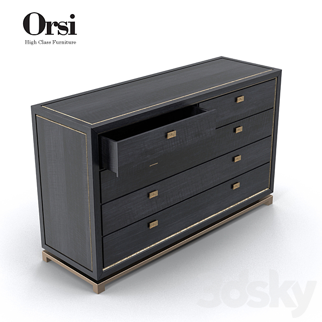 Orsi BRONZE CHEST of DRAWERS XII 3DS Max Model - thumbnail 2