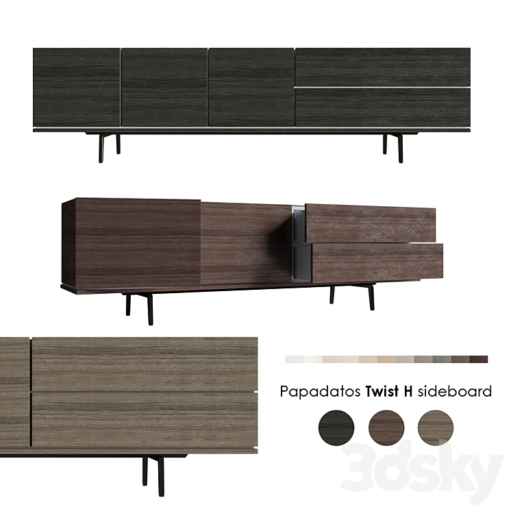 Papadatos Twist H sideboard 3DS Max - thumbnail 1