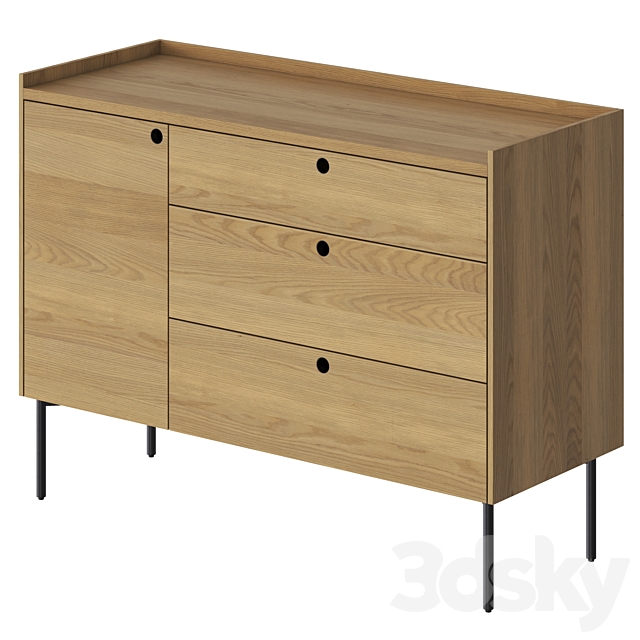 Peek 1 Door 3 Drawer Credenza 3ds Max - thumbnail 1