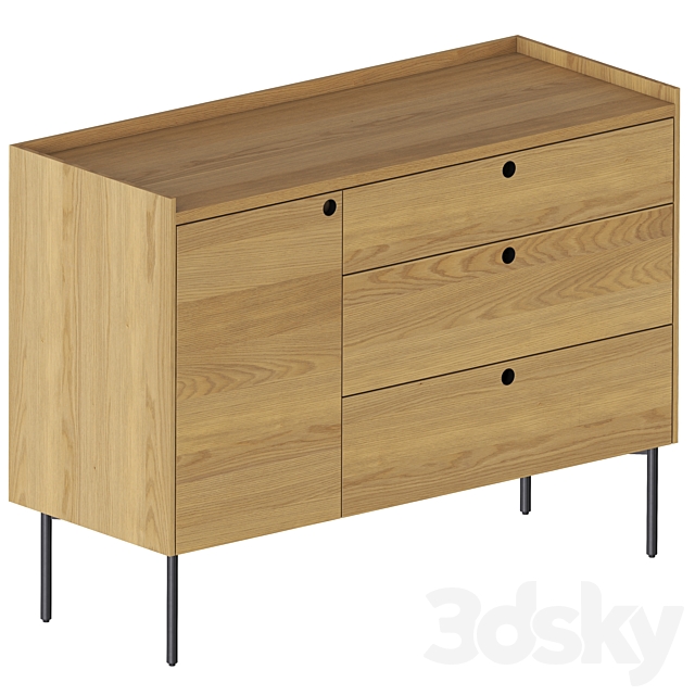 Peek 1 Door 3 Drawer Credenza 3ds Max - thumbnail 2