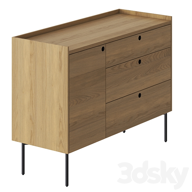 Peek 1 Door 3 Drawer Credenza 3ds Max - thumbnail 3