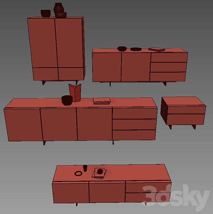 POLIFORM NIGHT COMPLEMENTS & SIDEBOARDS PANDORA & NIGHT 3DS Max - thumbnail 2