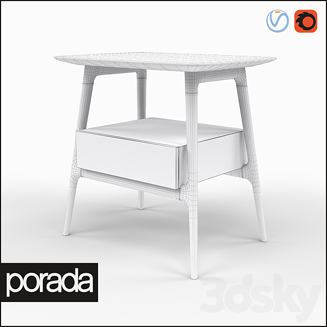 Porada Bilot Bedside Table 3DS Max Model - thumbnail 2