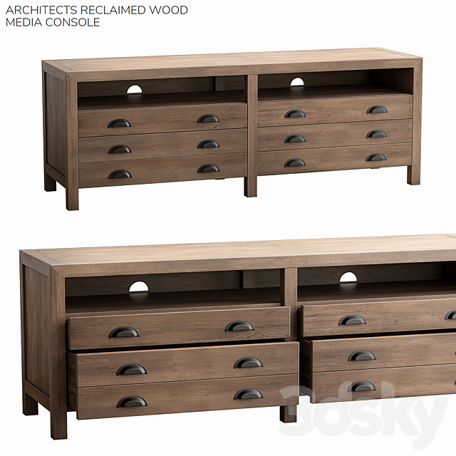 Pottery barn ARCHITECTS RECLAIMED WOOD MEDIA CONSOLE 3DSMax File - thumbnail 1