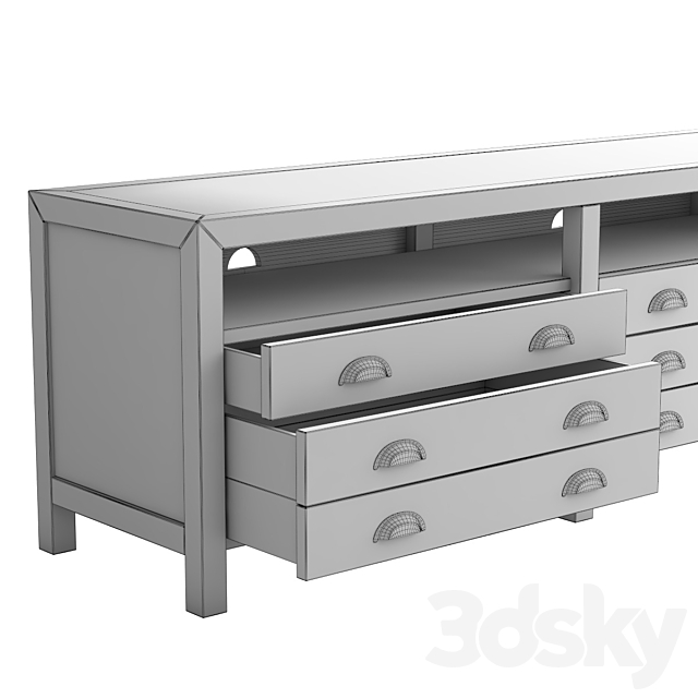 Pottery barn ARCHITECTS RECLAIMED WOOD MEDIA CONSOLE 3DSMax File - thumbnail 2