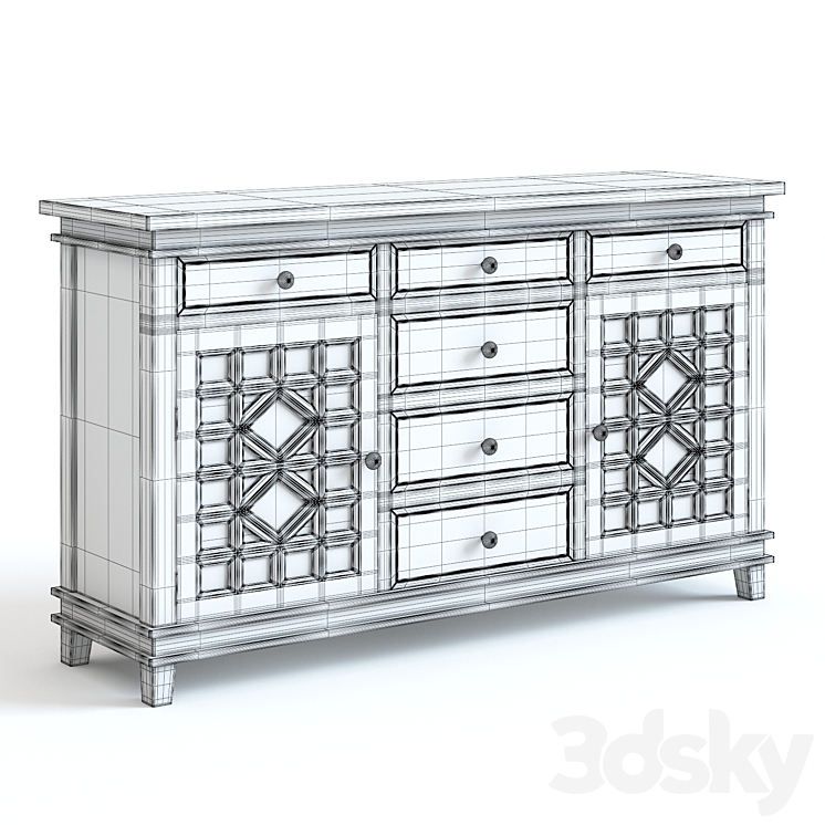 Pottery barn luella dresser 3DS Max - thumbnail 2