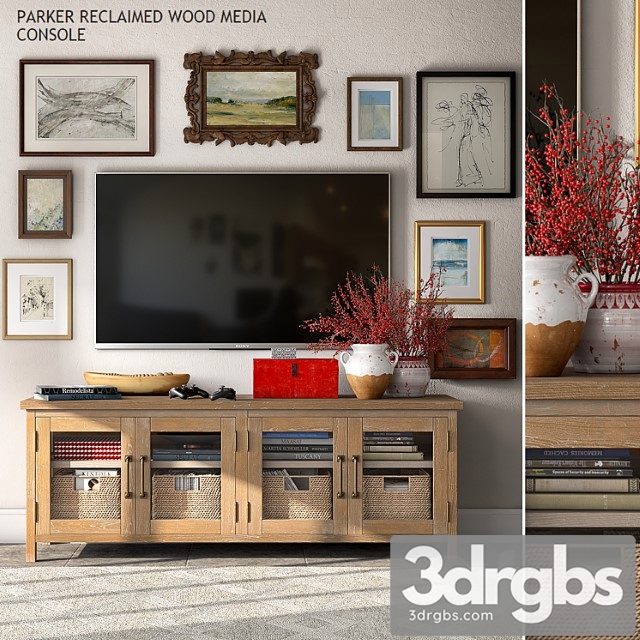 Pottery barn parker media console 2 3dsmax Download - thumbnail 1