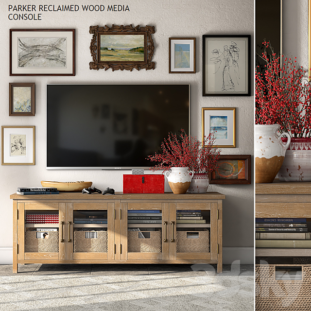 Pottery barn PARKER MEDIA CONSOLE 3DSMax File - thumbnail 1