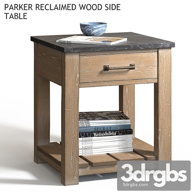 Pottery barn parker reclaimed wood side table 2 3dsmax Download - thumbnail 1