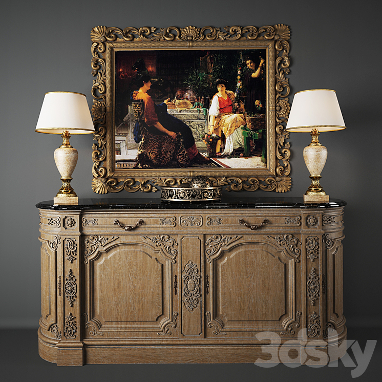 Provasi Sideboard 0674 + Decorative set 3DS Max - thumbnail 1