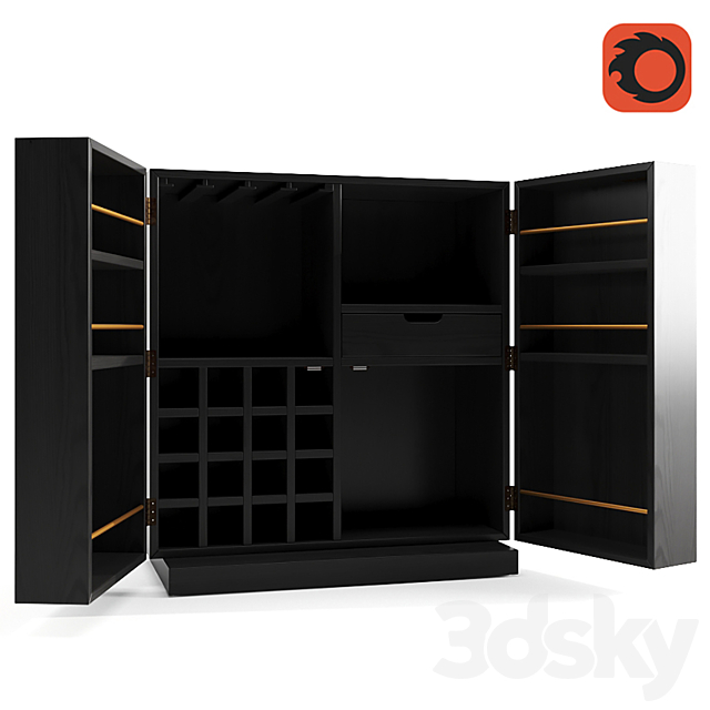 Rawson Bar Cabinet 3DS Max Model - thumbnail 3