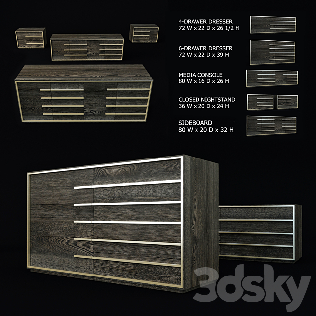 Restoration Hardware American White Oak Collection 3DSMax File - thumbnail 1