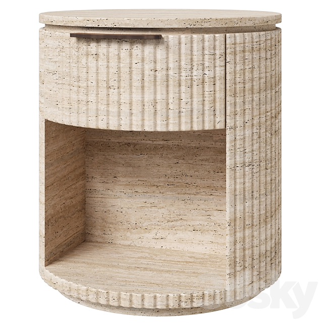 Restoration Hardware Byron travertine nightstand 3ds Max - thumbnail 1