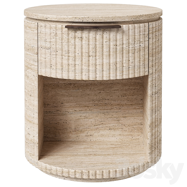 Restoration Hardware Byron travertine nightstand 3ds Max - thumbnail 2