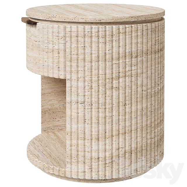 Restoration Hardware Byron travertine nightstand 3ds Max - thumbnail 3