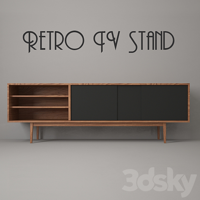 Retro TV Stand N4 | TV Stand 3DSMax File - thumbnail 1