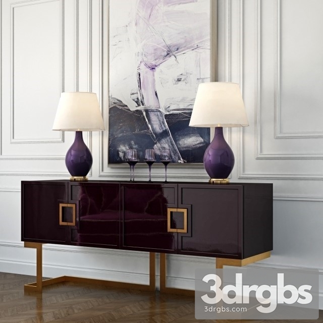 Rosewood Buffet Set 3dsmax Download - thumbnail 1