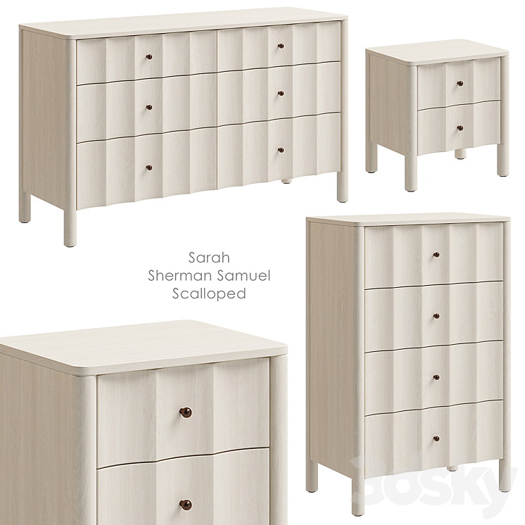 Sarah Sherman Samuel Scalloped Nightstand and chest of drawers West Elm 3DS Max Model - thumbnail 1