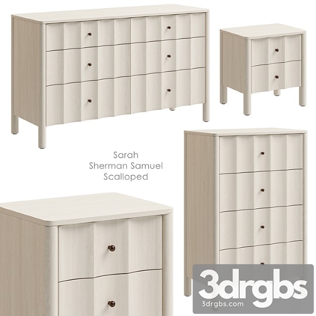 Sarah Sherman Samuel Scalloped Nightstand and Chest of Drawers West Elm 3dsmax Download - thumbnail 1