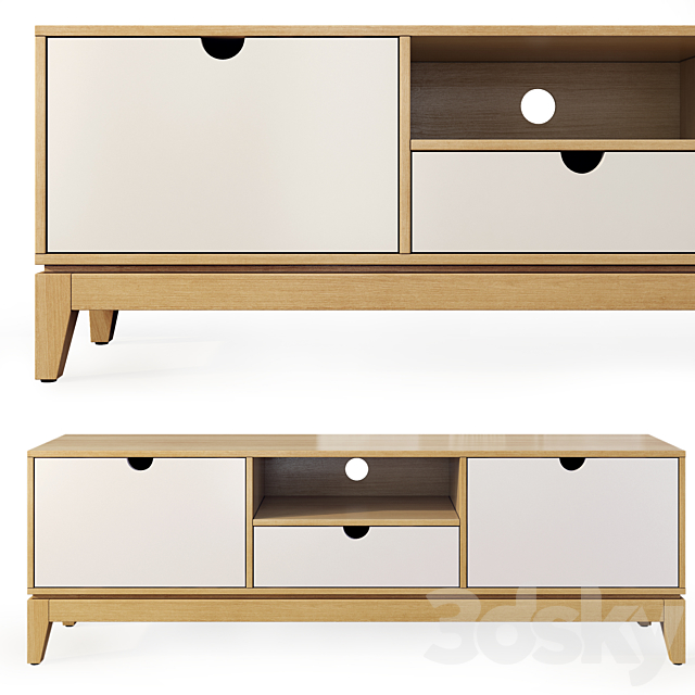 Scandinavia chest of drawers and bedside table. Tvstand nightstand by LuLu 3DS Max Model - thumbnail 2