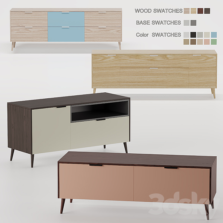 SD TV stand SK Design Olson Wood 1 3DS Max - thumbnail 2