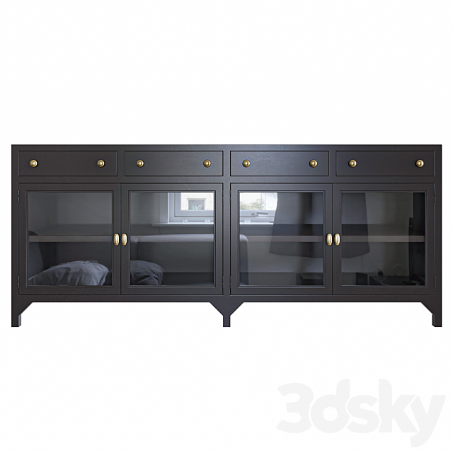 Shadow Box Industrial Black Metal Media Console 3DS Max Model - thumbnail 2