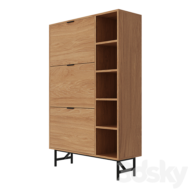 Shoe cabinet with three doors Jarta LA REDOUTE 3DS Max Model - thumbnail 3