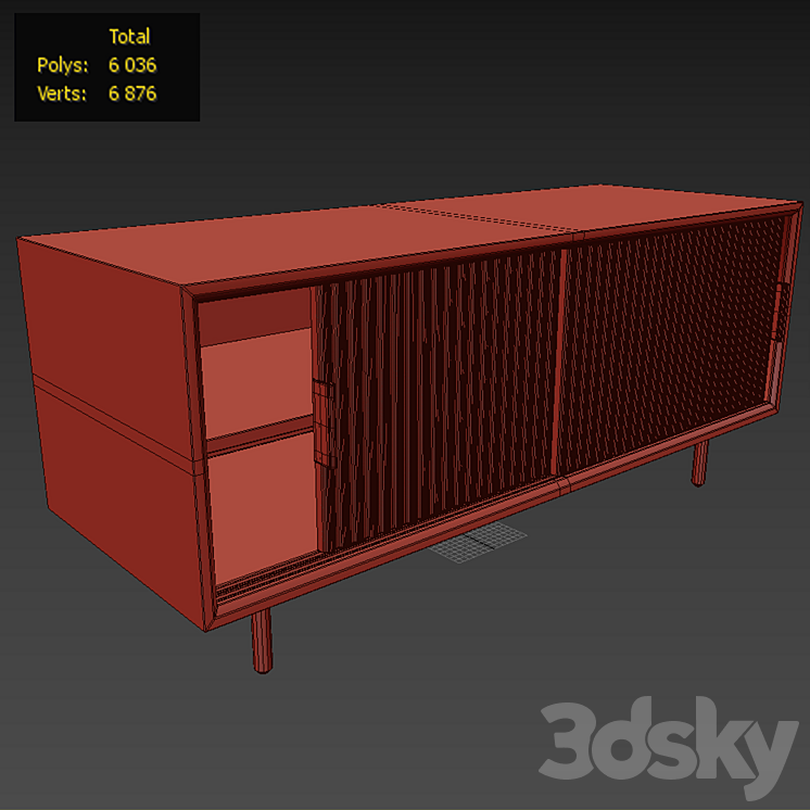 Shoe rack West Elm Quinn Bench 3DS Max - thumbnail 2