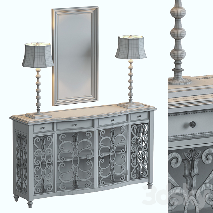 Showcase Console Table 3DS Max Model - thumbnail 2