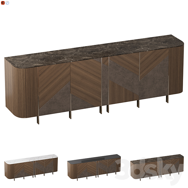 Sideboard 01_Black glass_Emperador_Dover 3DSMax File - thumbnail 3