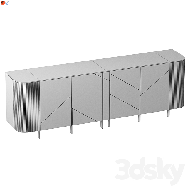 Sideboard 01_Black glass_Emperador_Dover 3DSMax File - thumbnail 4