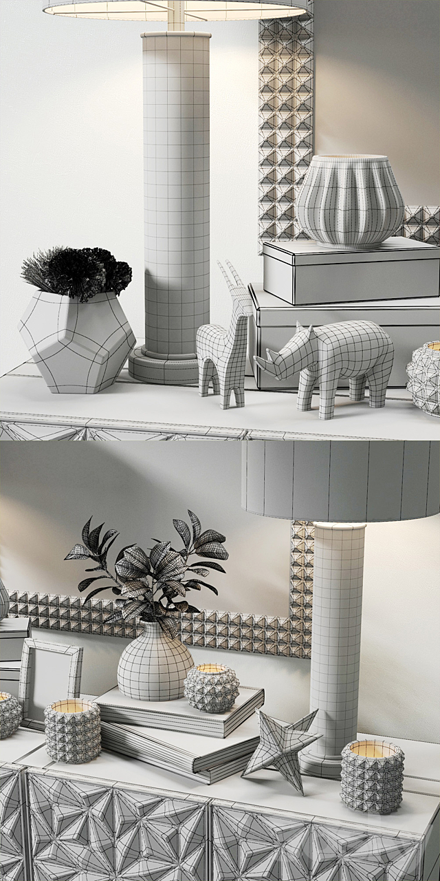 Sideboard Decorative Set 01 3DSMax File - thumbnail 3