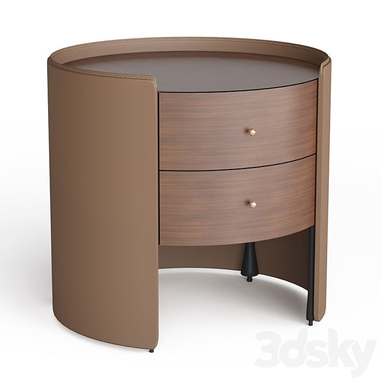 Sideboard in walnut and leather Firmo 3DS Max - thumbnail 1