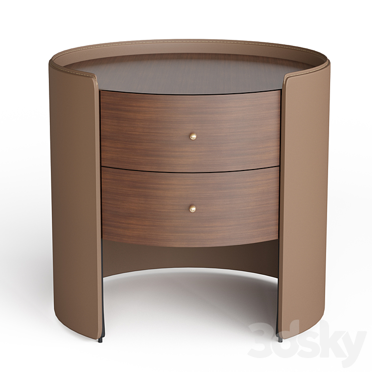 Sideboard in walnut and leather Firmo 3DS Max - thumbnail 2