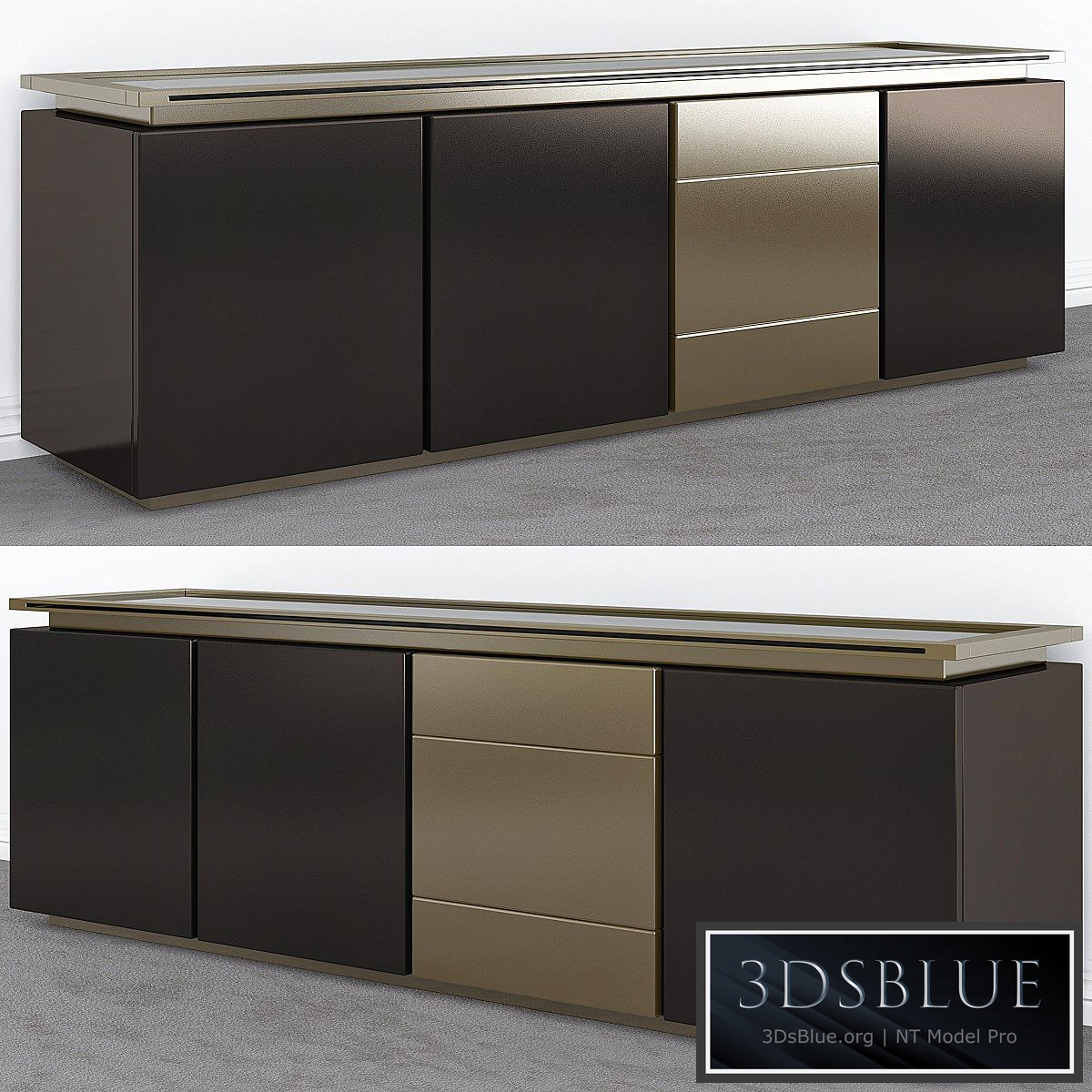 Sideboard modern Minotti 3DS Max - thumbnail 3