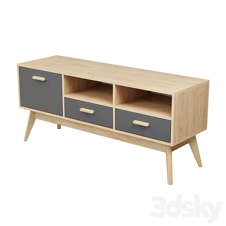 Skandica – Horten (Nordic Scandi) TV stand 3DS Max Model - thumbnail 2