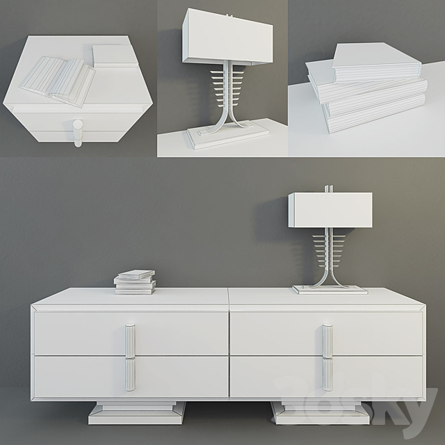 Smania Nestor dresser and nightstand 3DS Max Model - thumbnail 2