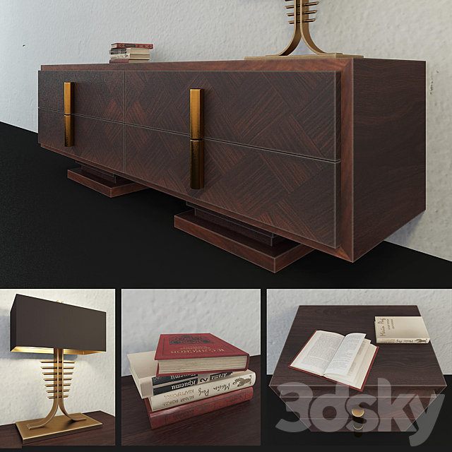 Smania Nestor dresser and nightstand 3DS Max Model - thumbnail 3