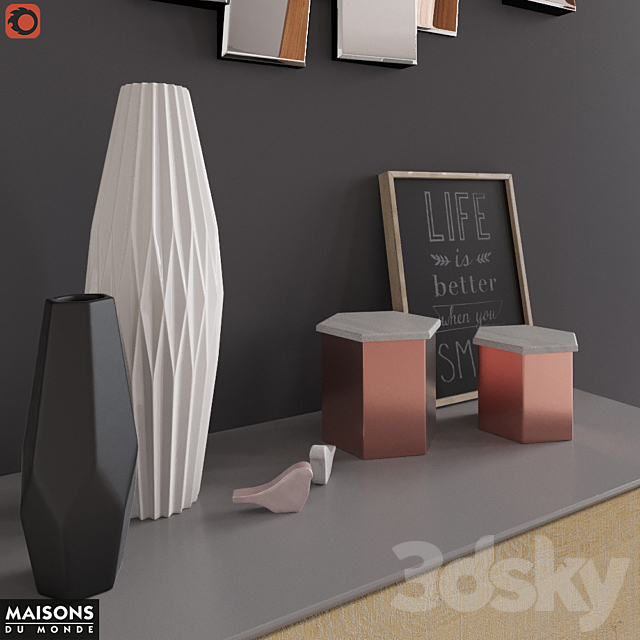 Sommode with decor Maisons du Monde 3DS Max Model - thumbnail 2