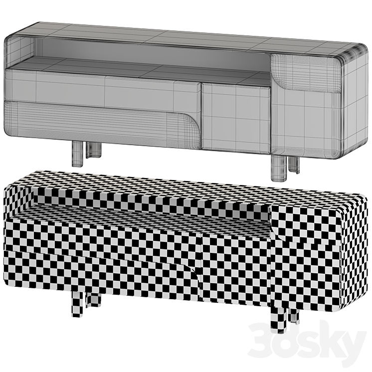 SOUL Wooden sideboard with doors 3DS Max Model - thumbnail 2