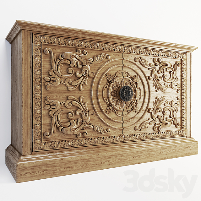 True Vintage Two Door Accent Console 3DS Max Model - thumbnail 2