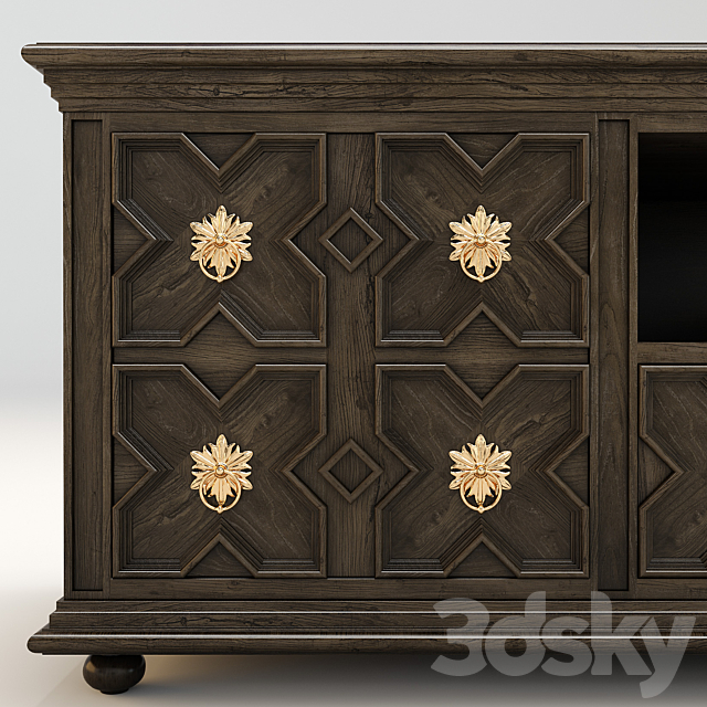 TV cabinet style Restoration Hardwear 3DS Max Model - thumbnail 2