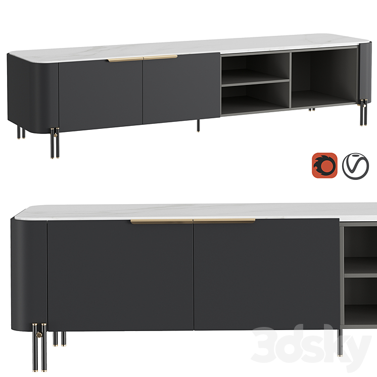 TV stand BAMBOO 3DS Max Model - thumbnail 3