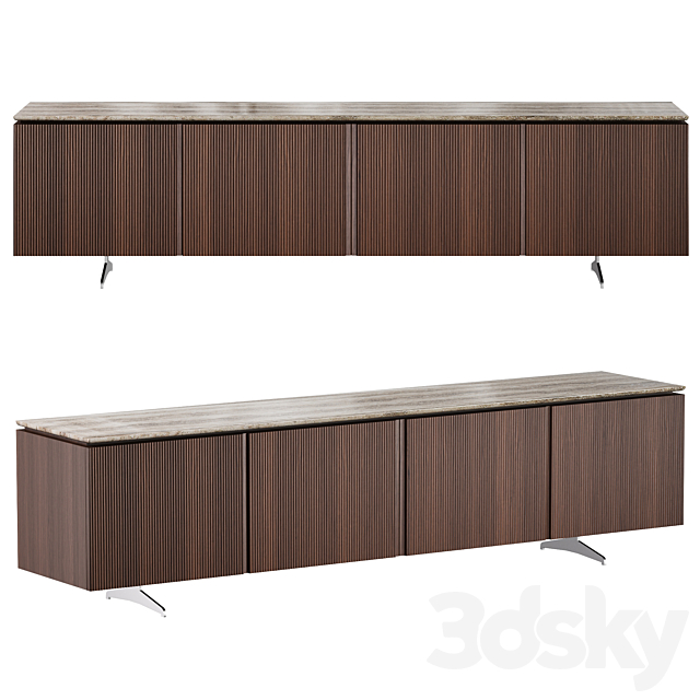 TV stand – enfilade in walnut and travertine Jakto 3ds Max - thumbnail 1