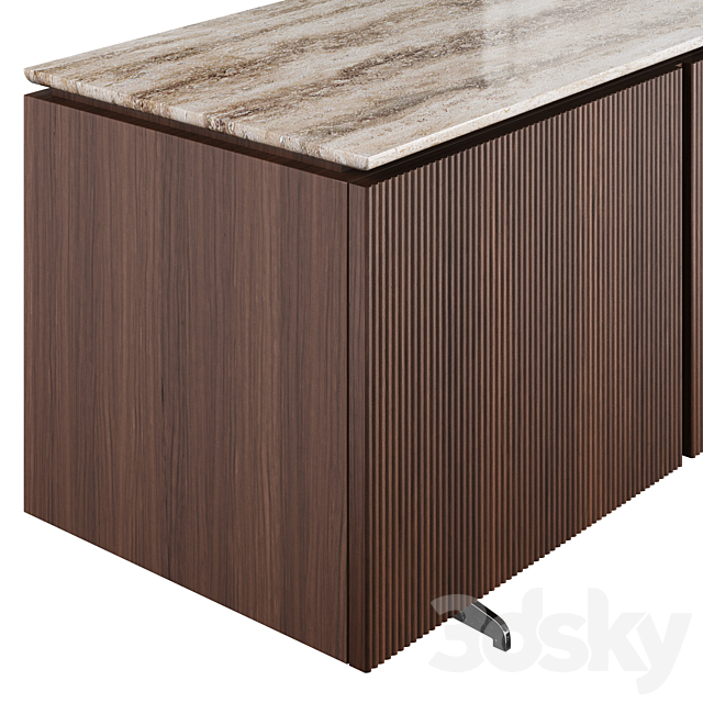 TV stand – enfilade in walnut and travertine Jakto 3ds Max - thumbnail 2