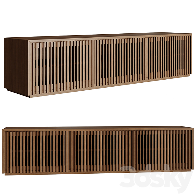 TV Stand Modern Solid Wood TV Stand 3ds Max - thumbnail 1