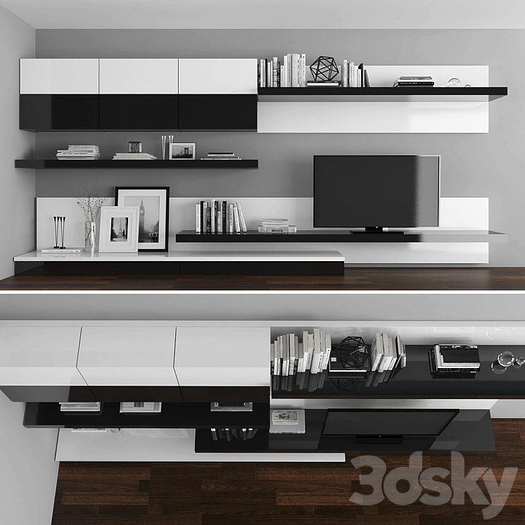 TV stand set 028 3DS Max - thumbnail 1