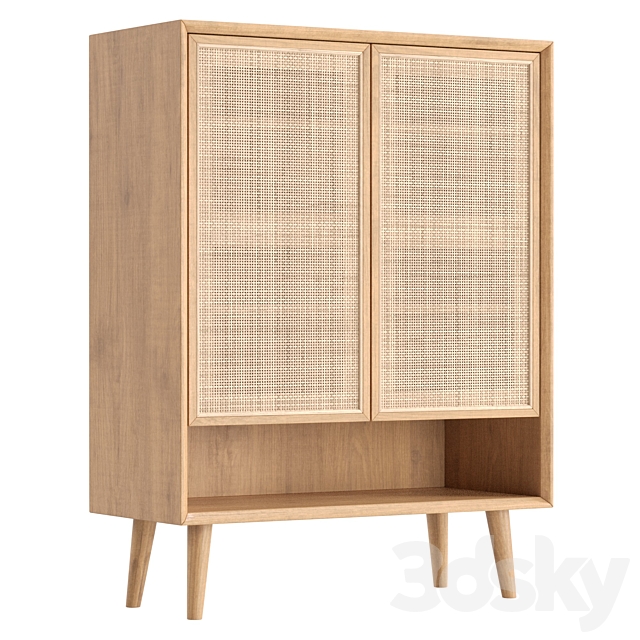 Villey Japandi Natural Shoe Storage Cabinet Rattan 3ds Max - thumbnail 1