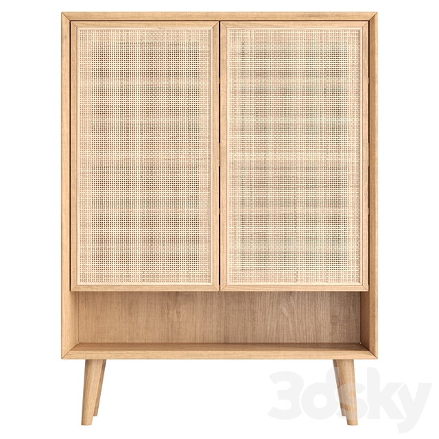 Villey Japandi Natural Shoe Storage Cabinet Rattan 3ds Max - thumbnail 2